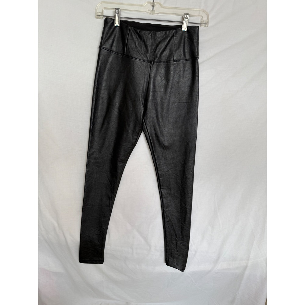 Faux Leather High Waisted Leggings Black Textured Slim Fit 25 waist Goth Party - Picture 7 of 7
